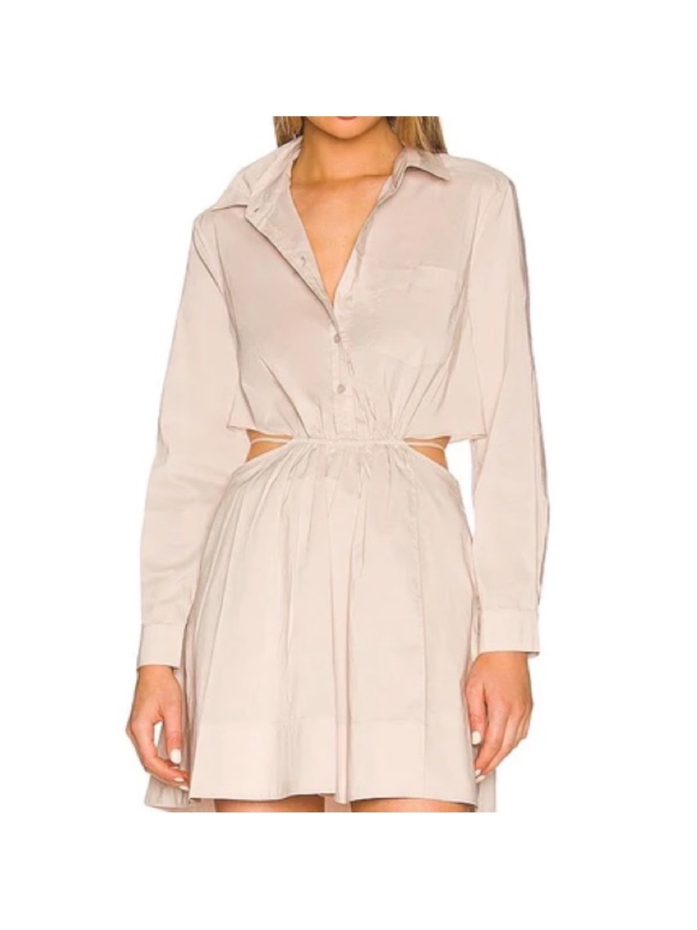 SIMKHAI Shaelyn Women's Cream Cutout Shirt Dress